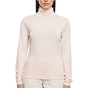 Urban Classics Dames Modal Turtleneck T-shirt met lange mouwen, roze, XL