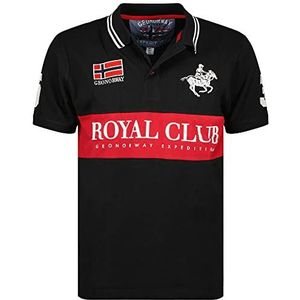 Geographical Norway kahorse Herenpoloshirt, klassiek, katoen, korte mouwen, casual, knoopsluiting, casual, top, regular klassiek, lente, zomer (zwart L), Zwart, L