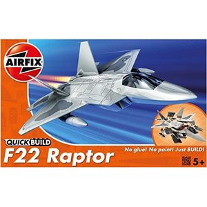 Airfix QUICKBUILD J6005 F22 Raptor vliegtuigbouwset voor kinderen 6+, bouwspeelgoed voor jongens en meisjes, geen lijm modelbouw - modelvliegtuig starterset, vliegtuiggeschenken