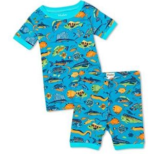 Hatley Jongens Pyjama met korte mouwen van biologisch katoen, Diepe Zee Vis, 24 Maanden