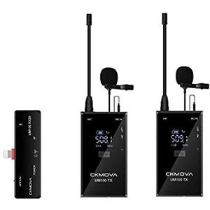 CKMOVA UM100 Kit6 UHF draadloze microfoon met 2x zender + 1x lightning-ontvanger