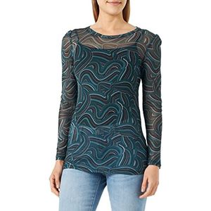 Supermom Dames Top Devine Long Sleeve All Over Print T-Shirt, Deep Teal-P177, L