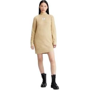 Calvin Klein Jeans Gewassen Monologo Trui-jurk voor dames, Warm zand, S