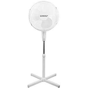 Kamberg - Ventilator, 40 Cm, Met Witte Voeten, 3 Snelheden, Oscillatie, In Hoogte Verstelbaar, Geruisloos, 45 W