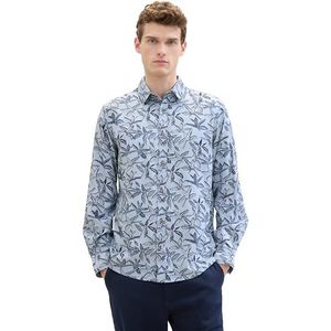 TOM TAILOR 1040984 hemd, 34654, blauw, tonal leaf design, XXXL heren, 34654 - Blue Tonal Leaf Design, 3XL
