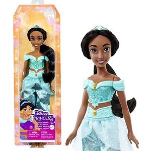 Mattel Disney Prinsessenspeelgoed, Jasmine Beweegbare Modepop met Glinsterende Kleding en Accessoires Geïnspireerd op de Disney Film, Cadeau voor Kinderen HLW12