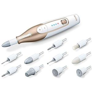 Beurer MP64 Manicure- en pedicureset, draadloze elektrische nagelvijl met 10 opzetstukken en krachtige batterij, precisie-licht, nagelboor met opbergkoffer voor thuisgebruik