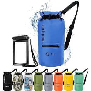 Earth Pak Torrent Serie Dry Bag waterdichte tas met verstelbare schouderriem en waterdichte telefoonhoes ideaal voor kajakken, rijden, vissen, raften, blauw, 20 l