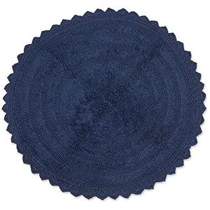 DII Gehaakte collectie omkeerbare badmat, rond, diameter 69,8 cm, Frans blauw