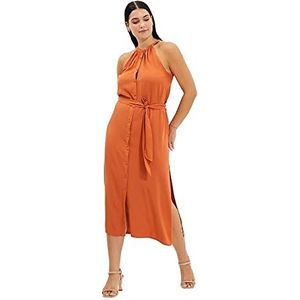 Trendyol Dames Midi Bodycone Regular Geweven Jurk, Kaneel, 60