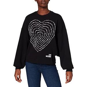 Love Moschino Dames ronde hals met lange mouwen en Rhombus Hem sweatshirt, zwart, 38