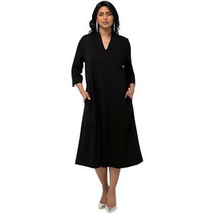 Ulla Popken Grote maten grote maten plus size midi-puntojurk, kelkkraag, V-hals, 3/4-mouw