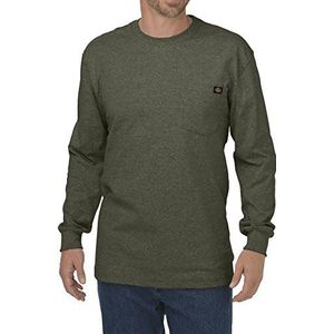 Dickies Groot en lang herenshirt met lange mouwen, zware ronde hals, Mos Groen, 1X Tall