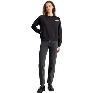 Calvin Klein Jeans Vrouwen Multi Placement Crew Neck Sweatshirts, zwart., S
