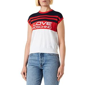 Love Moschino Dames Mouwloos Tank Top, Wit Rood Blauw, 40, Wit rood blauw, 40