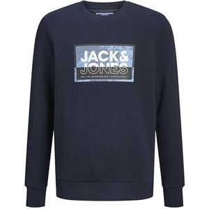 JACK & JONES JCOLOGAN SS24 Print Sweat Crew Neck MNI, navy blazer, 110 cm