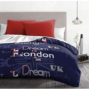 Home Linge Passion Dream in London beddengoedset, 3-delig, microvezel, blauw/rood/wit, 220 x 240 cm
