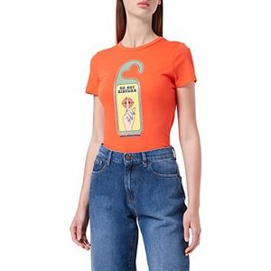 Love Moschino Dames Do Not Disturb T-shirt, oranje, 48 NL