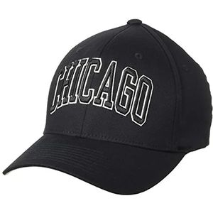 STARTER BLACK LABEL Uniseks Flexfit pet met Chicago-stick op de voorkant, Fitted Baseball Cap, zwart, S/M