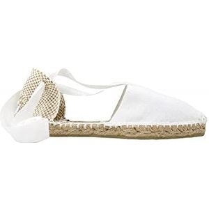 ALPARGATUS - Valenciaanse platte espadrille van canvas en jute zool (schoenen handgemaakt in Spanje), Wit, 40 EU