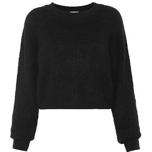 myMo Dames casual, verkorte gebreide trui gerecycled polyester zwart maat XL/XXL, zwart, XL