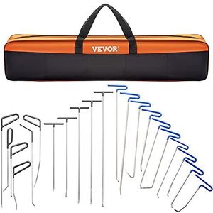VEVOR Staven Dent Removal Kit, 21 stuks schilderloze deuken reparatie staven, roestvrij staal deuken staven, walvis staart deuken reparatie gereedschap, professionele hagel deuken verwijderen