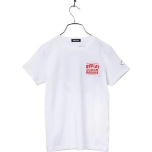 Replay T-shirt voor jongens, regular fit, korte mouwen, 001, wit, 12 Jaar