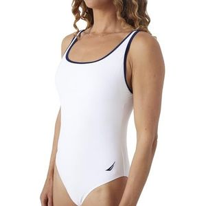 Nautica Women's Standard One-Piece Slimming Tummy Control Bathing Suit, Quick-Dry Fabric, Bikini Swimsuit, Bright White Navy