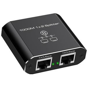 VEDINDUST Lan Splitter 1 op 2 1000 Mbps Ethernet Splitter 2 Poorten Met Type-C Netsnoer Gigabit Switch voor Computer, Hub, Router, Set-Top Box, Digitale TV, et