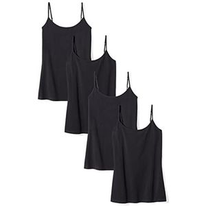 Amazon Essentials Women's Hemd met slanke pasvorm, Pack of 4, Zwart, S