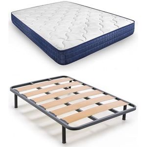 HOGAR24 ES | Compleet bed | lattenbodem met brede lat visco-elastische matras Relax Edition 18 | incl. 25 cm draadpoten, afmetingen: 135 x 190 cm