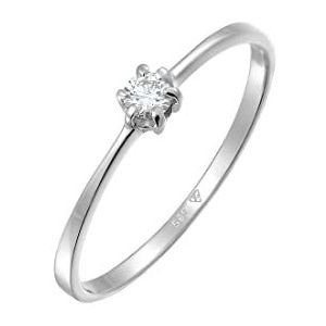 Elli DIAMONDS Ring Dames Solitaire Verloving met Diamant (0.10 ct.) in 585 Witgoud