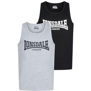 Lonsdale - Singlets - Zwart/Wit - Katoen - Dubbelverpakking