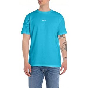 Replay T-shirt voor heren, korte mouwen, regular fit, 957 Turquoise, XS