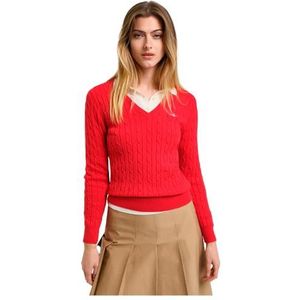 GANT Stretch katoenen kabel V-hals, robijnrood, XS