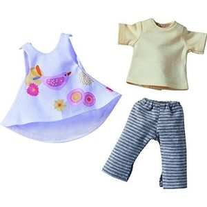 HABA 305576 Spring Time Clothes Set with Dress, Trousers and T-Shirt, Accessories for All 32 cm Large Dolls, Toys from 18 Months, Blue