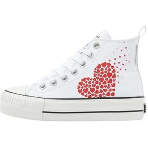British Knights Kaya MID Sneakers voor dames, White Red Hearts, 40 EU, White Red Hearts, 40 EU