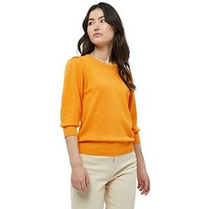 Peppercorn Tana gebreide trui met ronde hals en 3/4 mouwen | oranje truien voor dames VK | lente dames truien | maat L