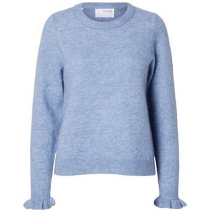SELECTED FEMME - Slflulu - Gebreide Trui - Sky - Ronde Hals, Losse Pasvorm, Lange Mouwen