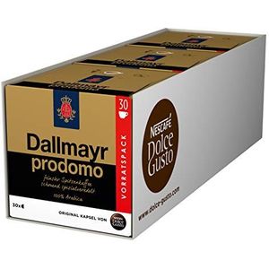 NESCAFÉ Dolce Gusto Dallmayr Prodomo, XXL-voorraaddoos, 90 koffiecapsules, topkwaliteit voor een volaromatische smaak, 100% Arabica-bonen, gearomatiseerd, verpakking van 3 stuks (3 x 30 capsules)