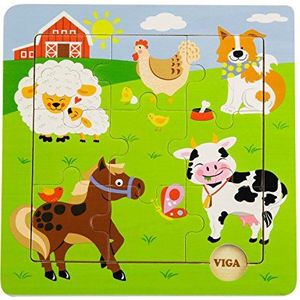 Viga Toys Puzzel Boerderijdieren Junior 22,5 X 22,5 Cm Hout