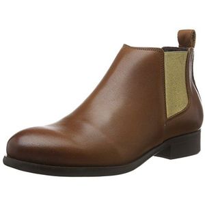 PIECES Dames Psizi Leather Short New CGN Chelsea Boots, Bruin (Cognac), 39 EU