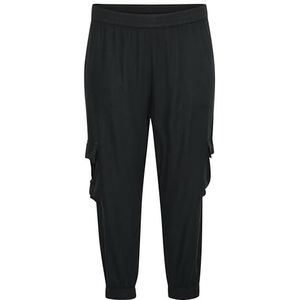 Kaffe Curve Plus-Size Cargo Pants Chinos Elastische Taille Korte Lengte, Black Deep, 40