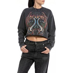 Replay Dames cropped sweatshirt, 099, blackboard, XL