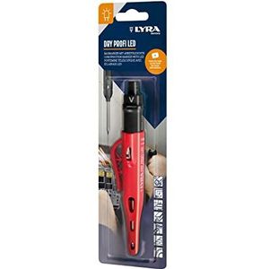 Lyra LYRA Dry Profi L4498201 Markeerstift met ledverlichting, bouwmarker, incl. puntenslijper en clip, universele grafietvulling in 2B, 2,8 mm voor alle oppervlakken in blisterverpakking