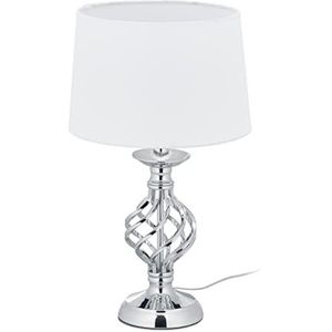 Relaxdays touch lamp modern, tafellamp 3 standen dimbaar, nachtlamp, woonkamer, E14, 43.5x25 cm, zilver/wit