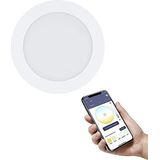 EGLO connect.z Smart Home LED badkamer inbouwspot Fueva-Z, Ø 165 mm, ZigBee, app en spraakbesturing, lichtkleur instelbaar, dimbaar, metalen wit, IP44