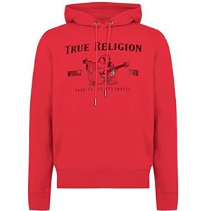 True Religion Men's Metallic Buddha Fleece Hoodie, Ruby Red, XX-Large