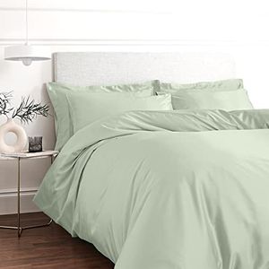 Bianca 400 Thread Count Katoen Satijn Super King Dekbedovertrek Groen