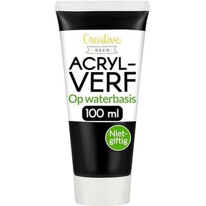 Creative Deco Acryl-Verf | Zwarte Kleur | 100 ml tube | Perfect voor Beginners, Kinderen, Studenten en Professionele Artiesten | Perfect voor Hout, Canvas, Stof en Papier